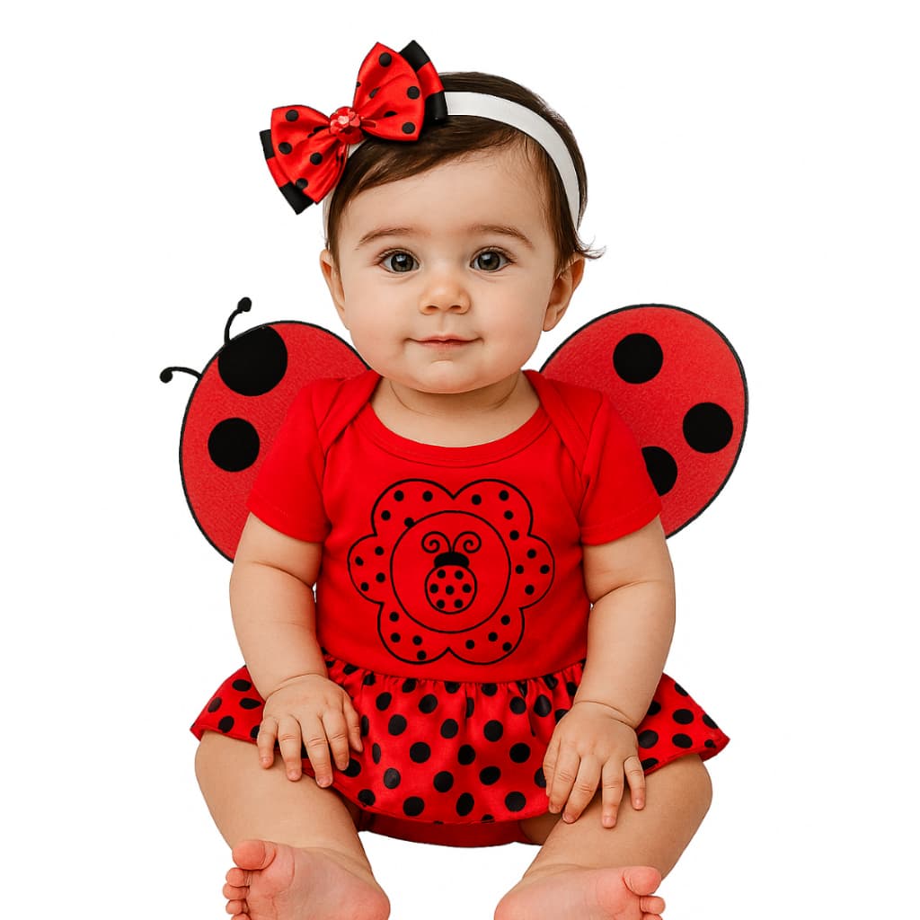 Body Bebê Infantil Menina Mêsversário Temático Joaninha Super Confortável Linha Premium