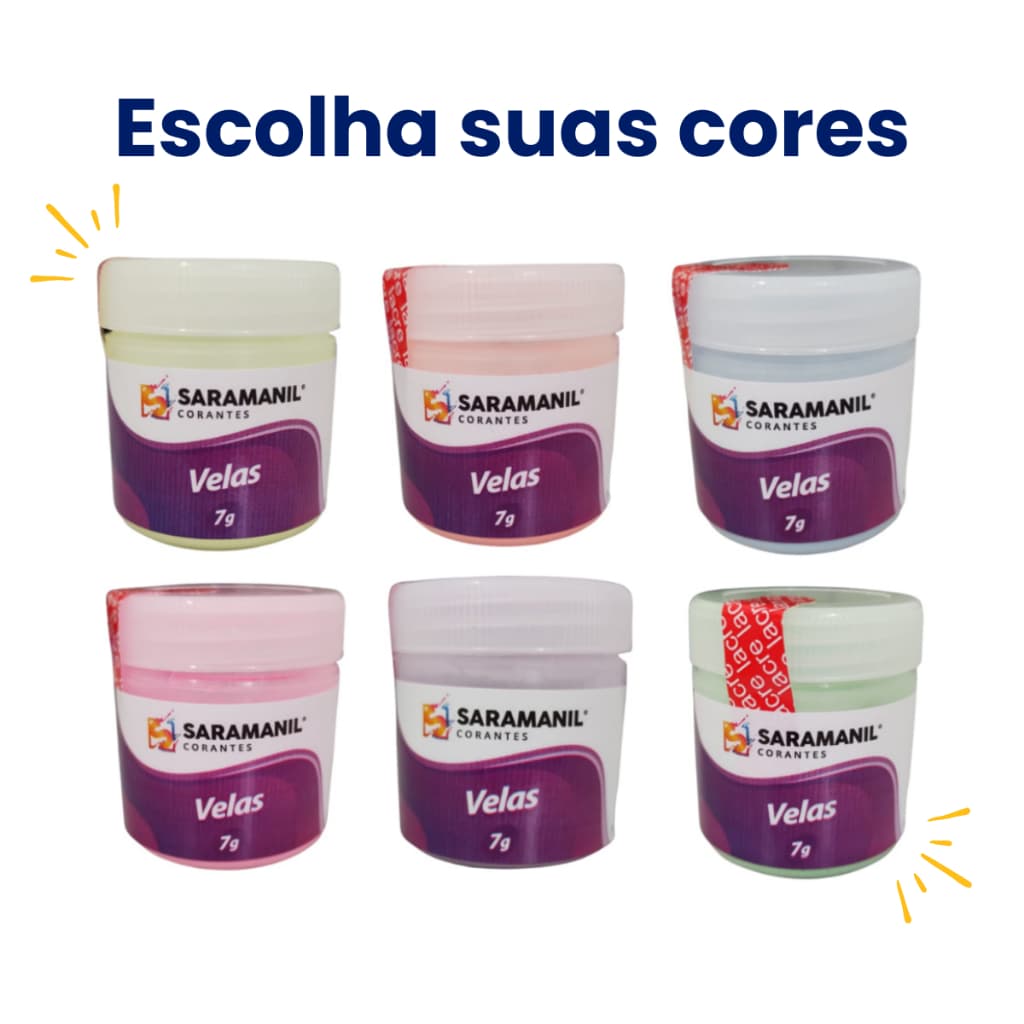 Kit Corantes de Vela 7g Cores Candy Pó Saramanil Anilina A Óleo Parafinas barra lentilha gel ceras