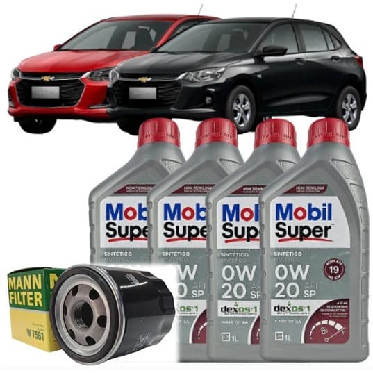 Kit Mobil 0W20 + Filtro de Óleo W7561 - Onix Modelo Novo 1.0 e 1.4 - 2019 em diante