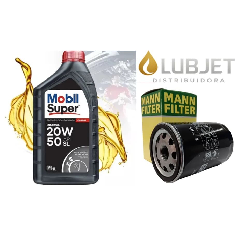 Mobil 20W50 Mineral – 4 Frascos de 1 Litro + Filtro de Óleo W7195 MOTOR AP - Linha VW