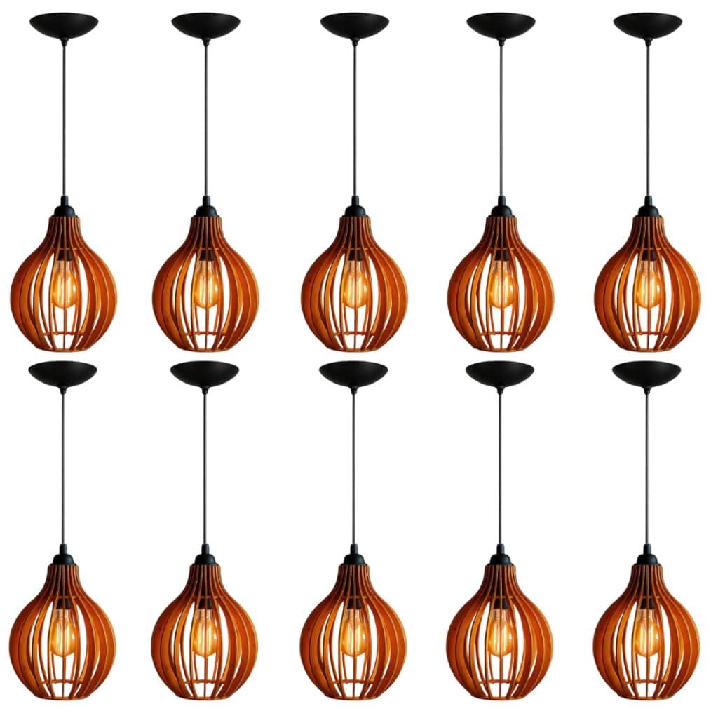 Kit 10 Pendente Luminaria Decorativa Balcão Cozinha Quarto Salão Varanda Cor Marrom - 10Cqm/Sf