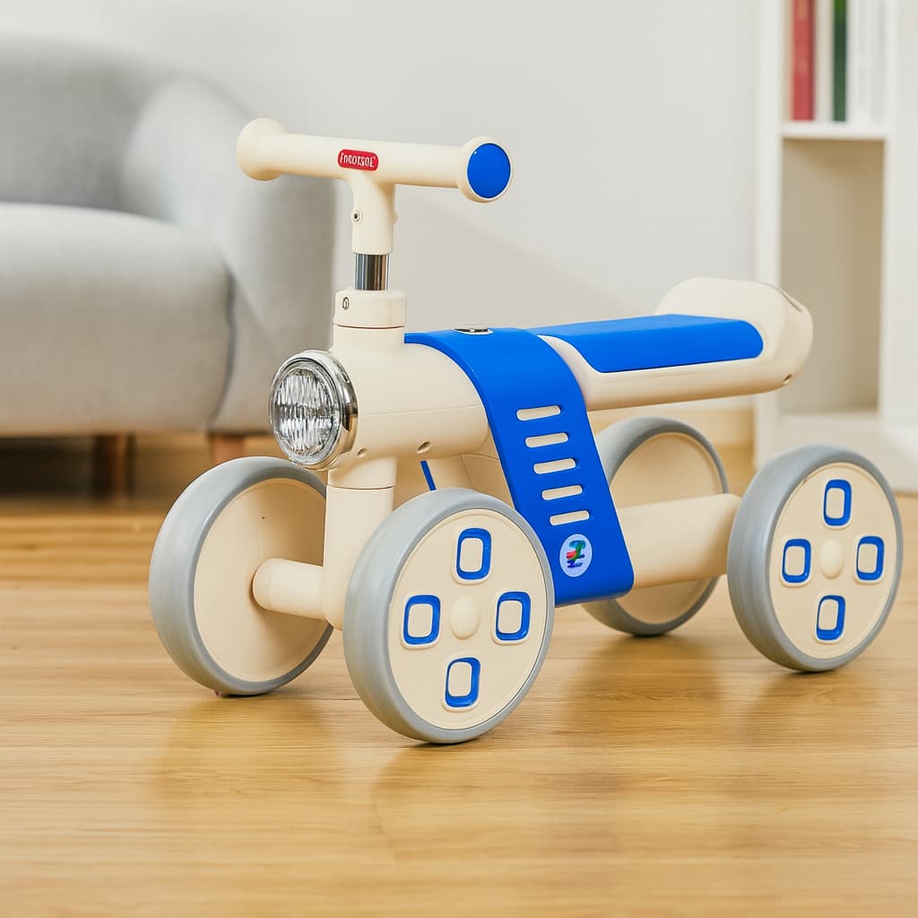 Mini Bike Infantil de Equilíbrio 4 Rodas  Antiderrapante e Segura para Primeiros Passos
