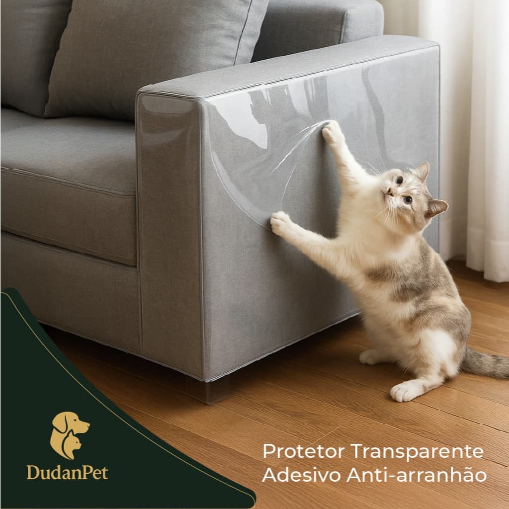 10pcs - Filme Protetor Anti-arranhão Canto Sofá Móveis Gatos Arranhador Transp 1mX15cm  + BRINDE
