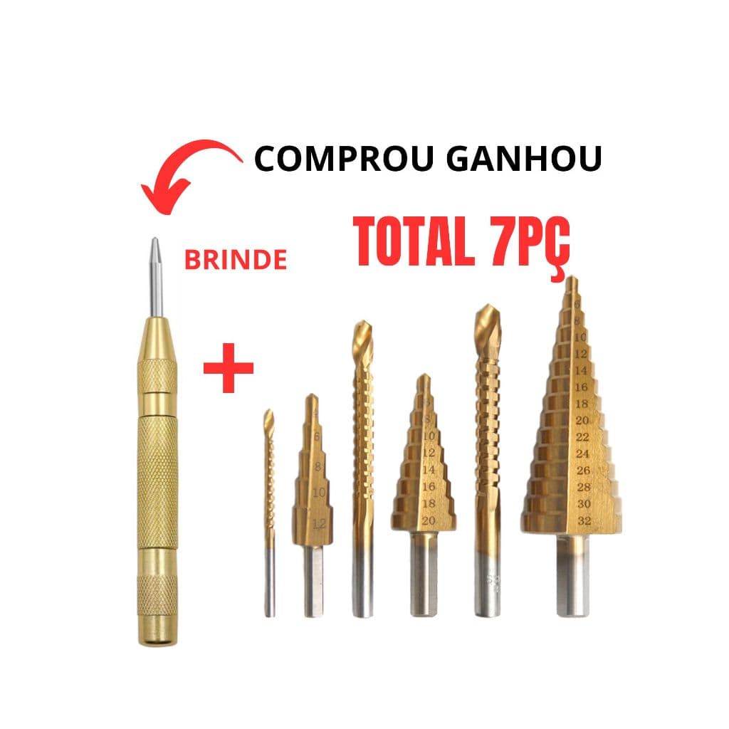 Broca Escalonada Cone De 4 A 32mm De Aço Rapido Espiral Brocas Corte Lateral e Punção