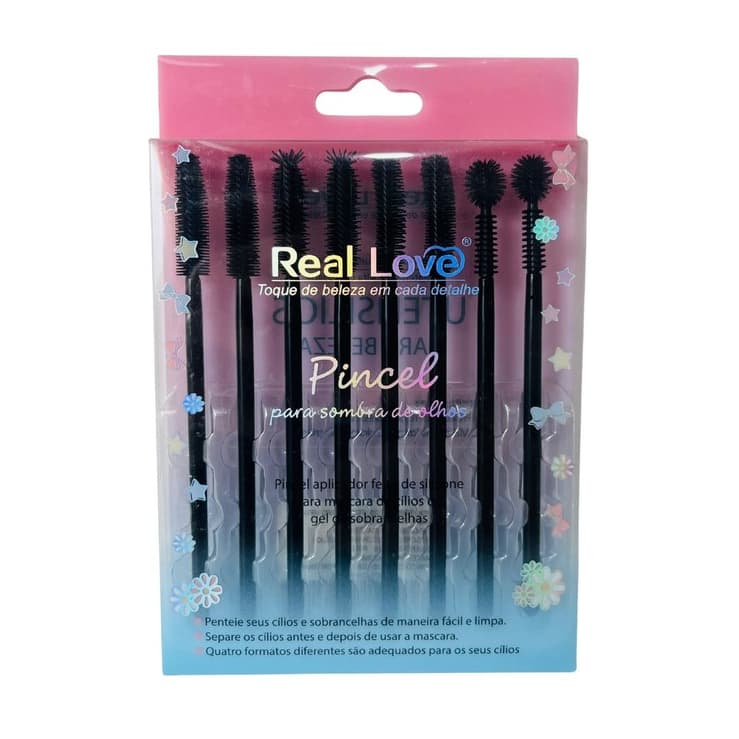 Kit 8 Pinceis Para Sobrancelha e Cílios - Real Love
