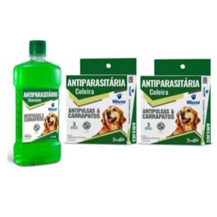 Combo 1 Shampoo 2 Coleira Anti Pulgas E Carrapatos Dugs