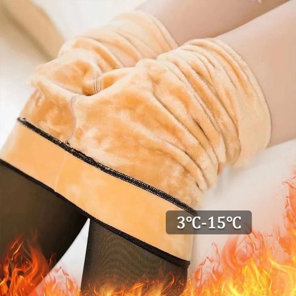 Kit 3 Meia-Calça Térmica Forrada Peluciada Translúcida De Lã Quente Feminina Para Inverno