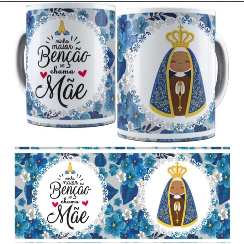 Caneca Xícara de Porcelana - religiosa, católica, Mãe Aparecida, Nossa senhora Aparecida