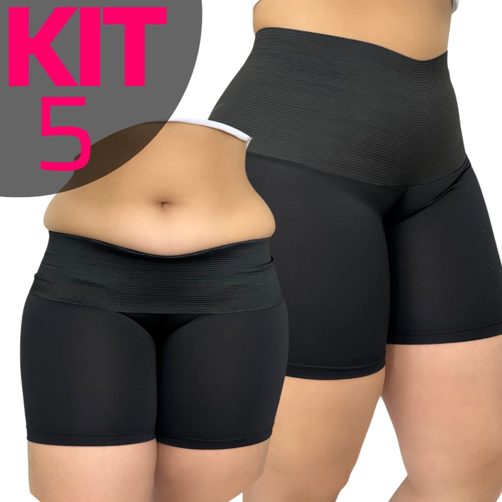 KIT 5 Cinta Short Anágua Segunda Pele Redutora De Medida Modeladora Feminino Alta Compressão Reduz Medidas