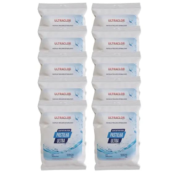 Kit Com 10 Pastilhas / Tabletes / Pedra de Cloro Orgânico 90% Tricloro 200G