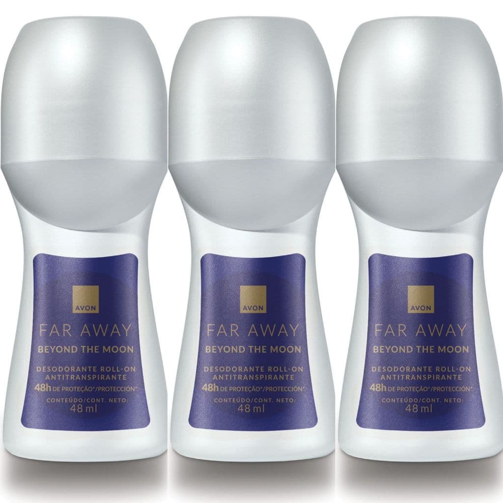 Kit com 3 Roll-on Far Away Beyond The Moon 48 ml cada- PRODUTO ORIGINAL