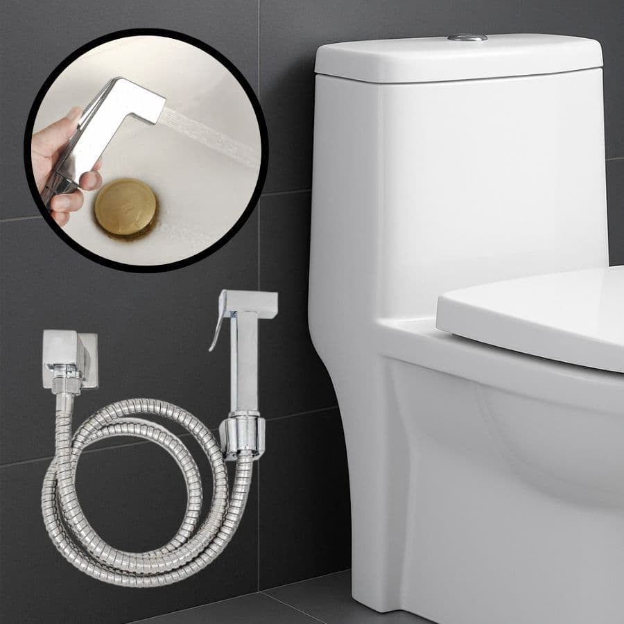 Ducha higiênica Luxo  Quadrada De Metal Cromada Lavabo