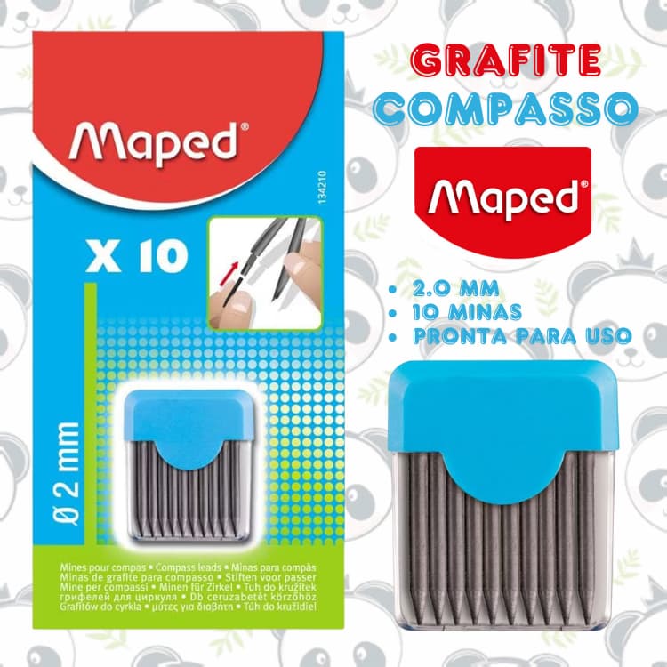 Grafite 2.0 mm para Compasso Estojo com 10 Minas Desenho Técnico | Maped