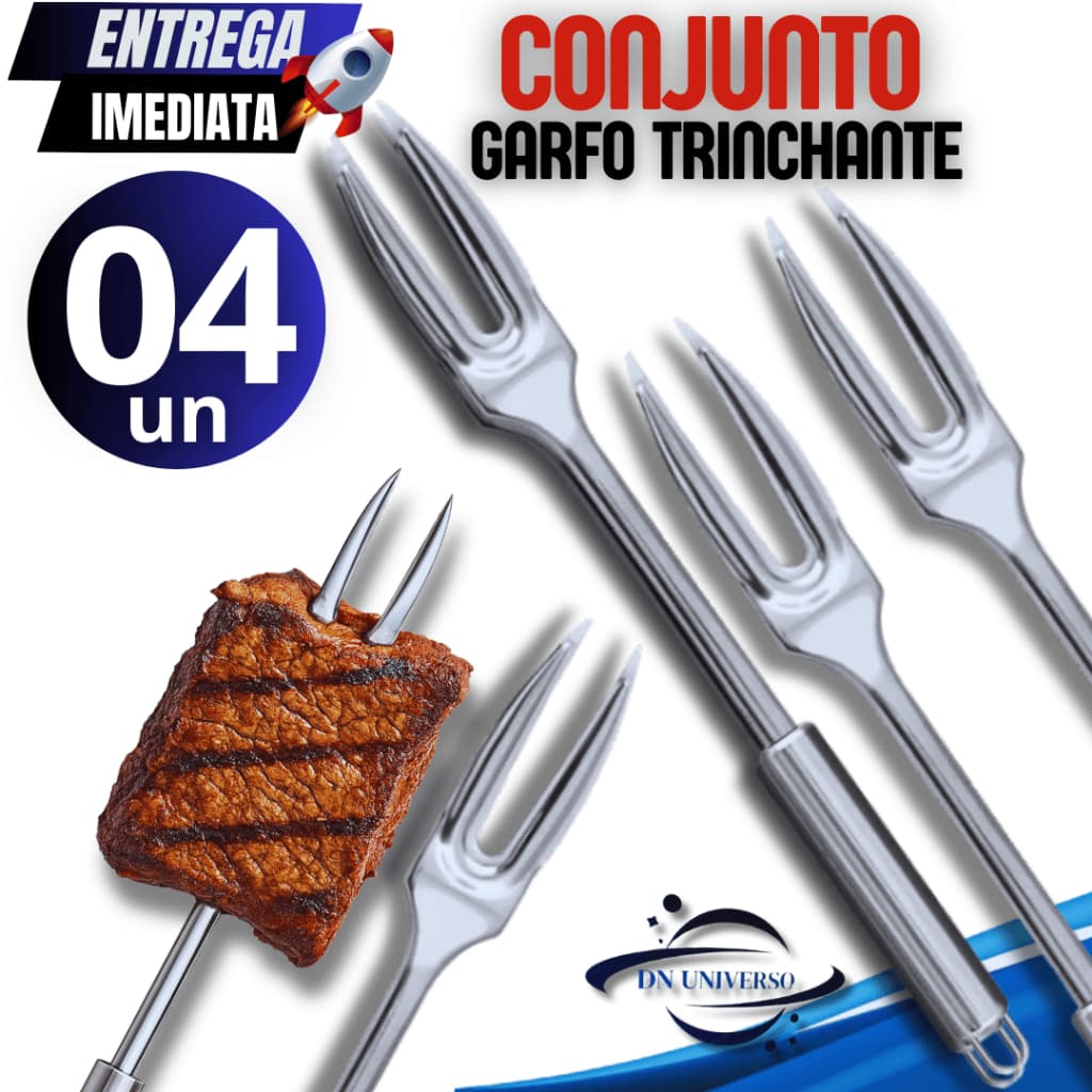 Conjunto 04 Garfo Grande Trinchante linha premium Qualidade e Durabilidade Garantida para sua cozinha linha premium