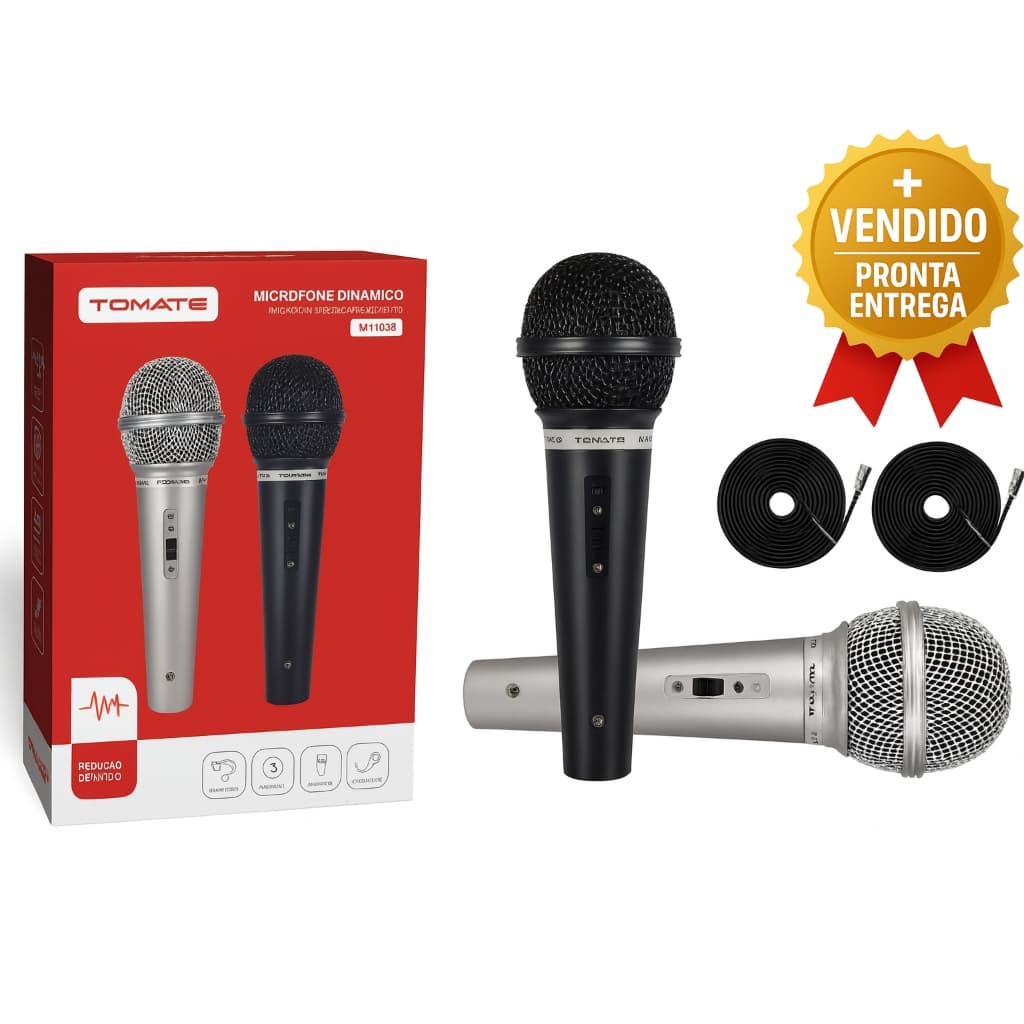 Microfone Dinâmico Profissional Com Fio Redução de Ruído HD Voz Karaokê Palestras Igrejas e Shows