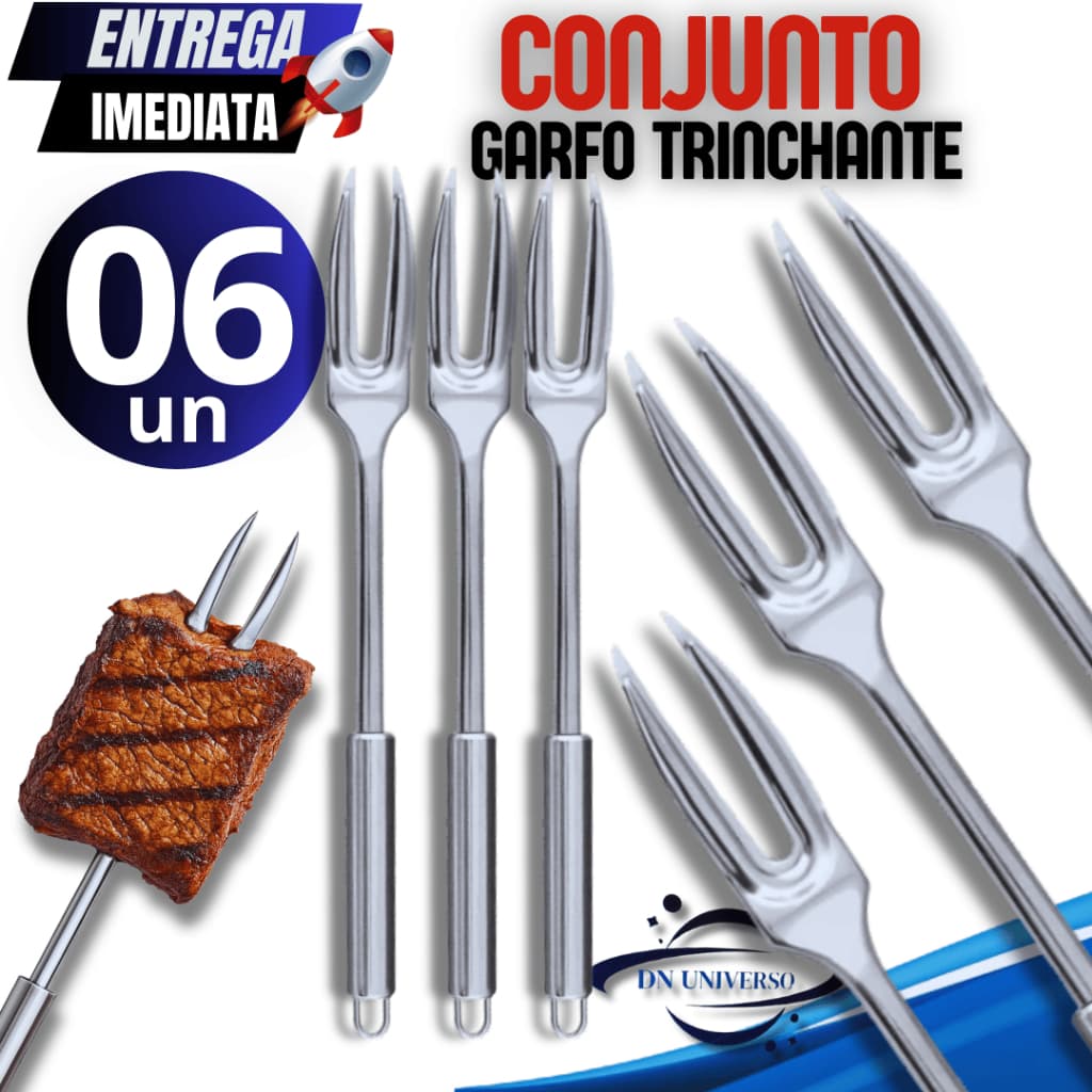 Combo 06 Garfo Grande Trinchante linha premium de alta Durabilidade, Qualidade e Resistencia para sua cozinha