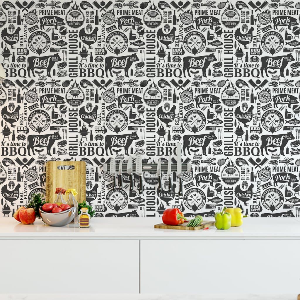 Papel de Parede Adesivo Decorativo Temático Casa de Carnes Açougue Cortes de Carnes