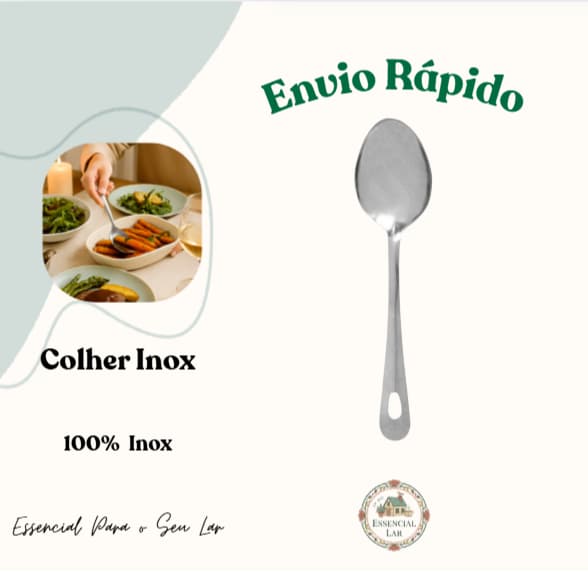 Colher De Arroz Para Servir Aço Inox Maciço Grande 26cm Qualidade Não Enferruja Utensílio Cozinha Profissional