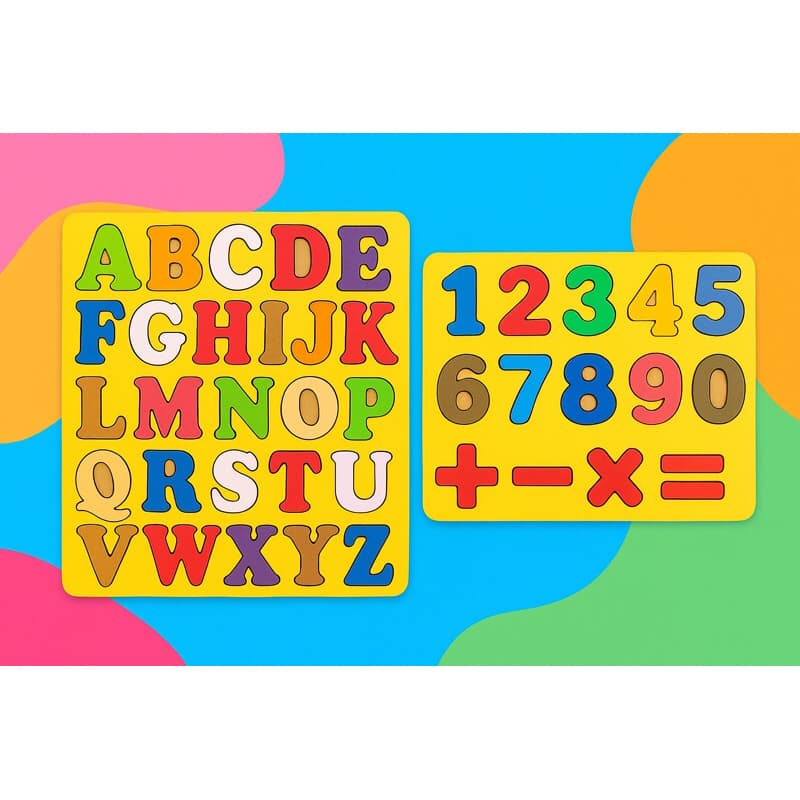 kit quebra cabeça mdf numeros e letras 2 pedagógicos Montessori educativos brinquedos pedagogicos tabuleiros de montar