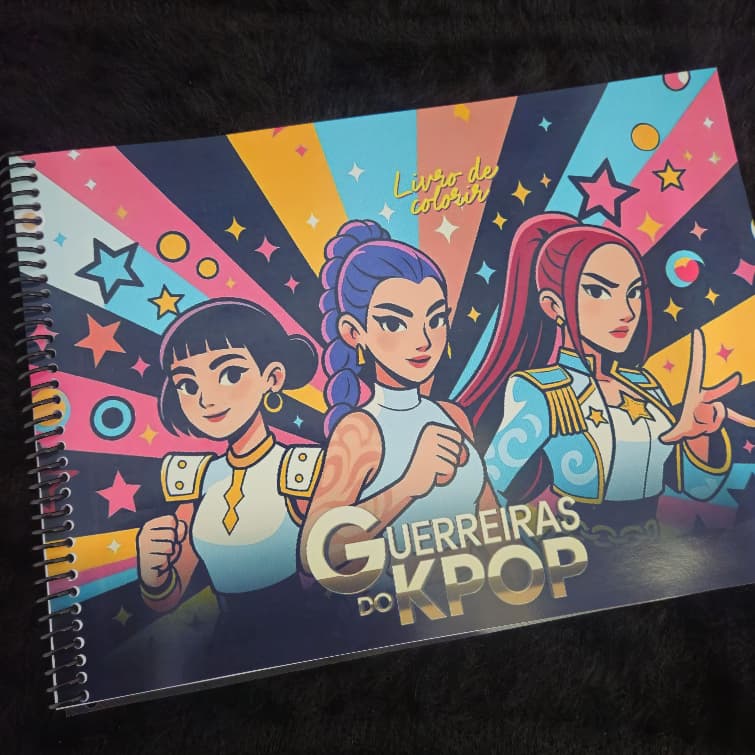 Livro De Colorir Guerreiras Do K-Pop Caderno De Desenhos Grande Tamanho A4 50 Folhas
