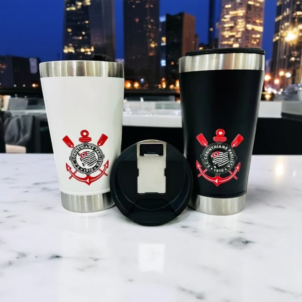 Copo Térmico Corinthians 473ml em Aço Inoxidável une qualidade, resistência e design