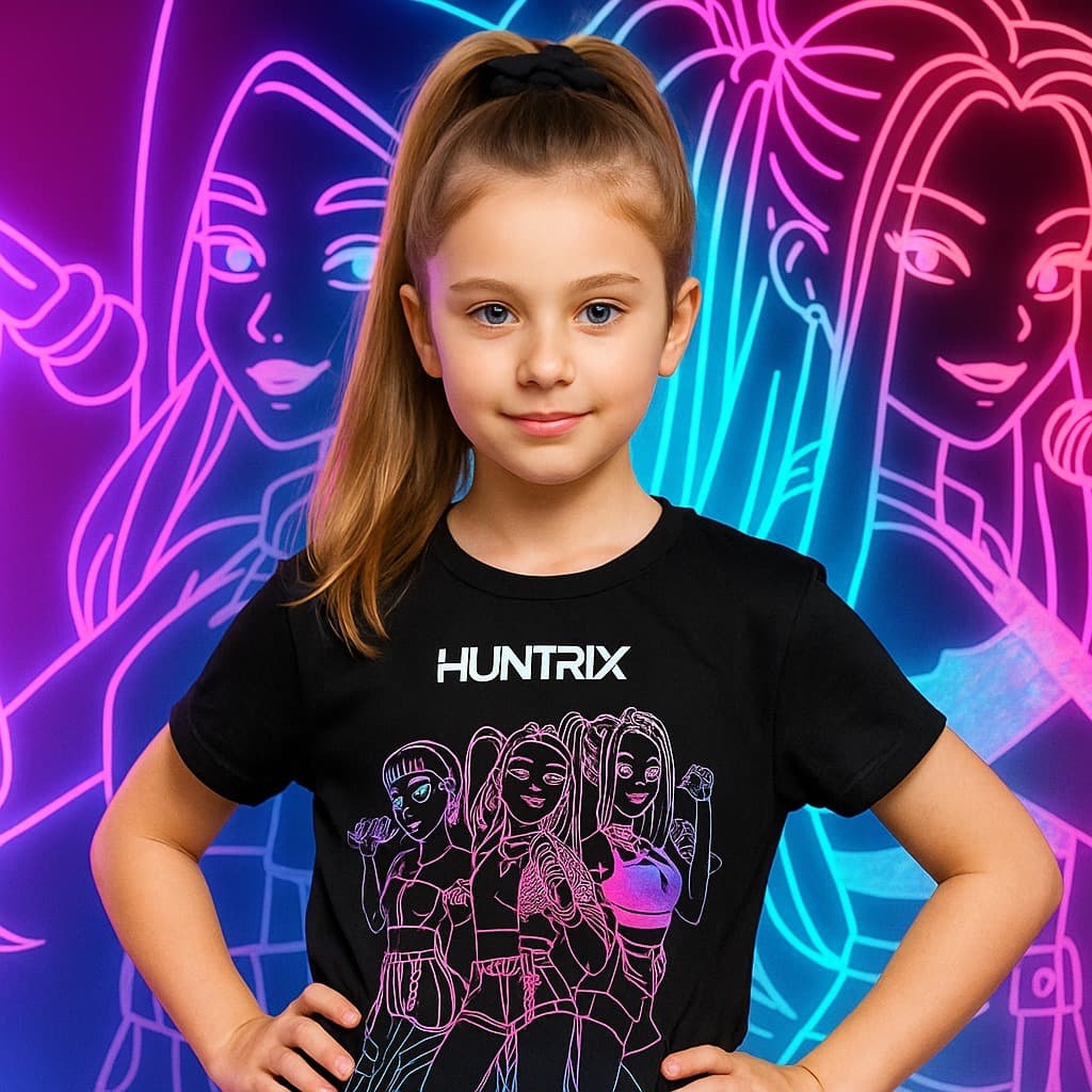 Camiseta menina Huntrix K-pop Guerreiras Camisetinha Blusa Estampa Premium Durável Algodão