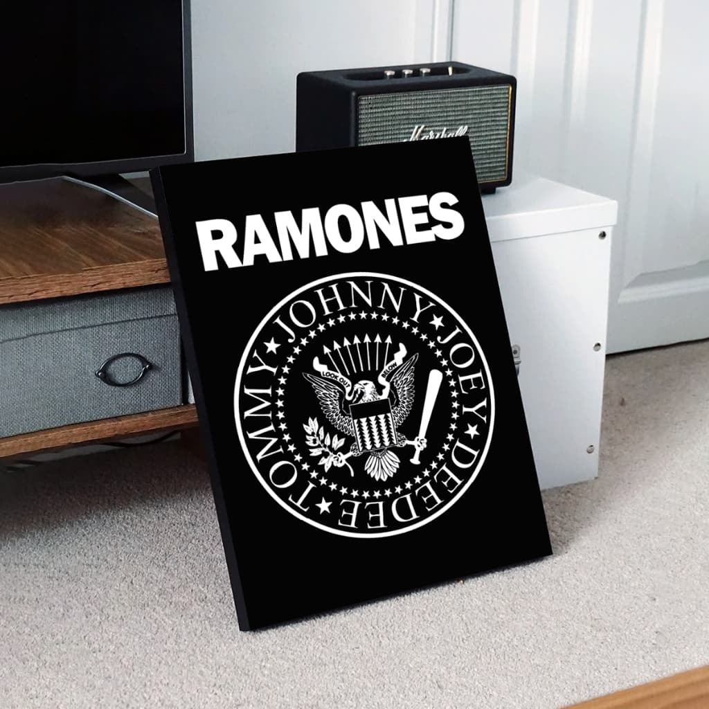 Quadro Decorativo Ramones Rock Quadro MDF Adesivo Vinil Fosco Quadro Fita Dupla Face