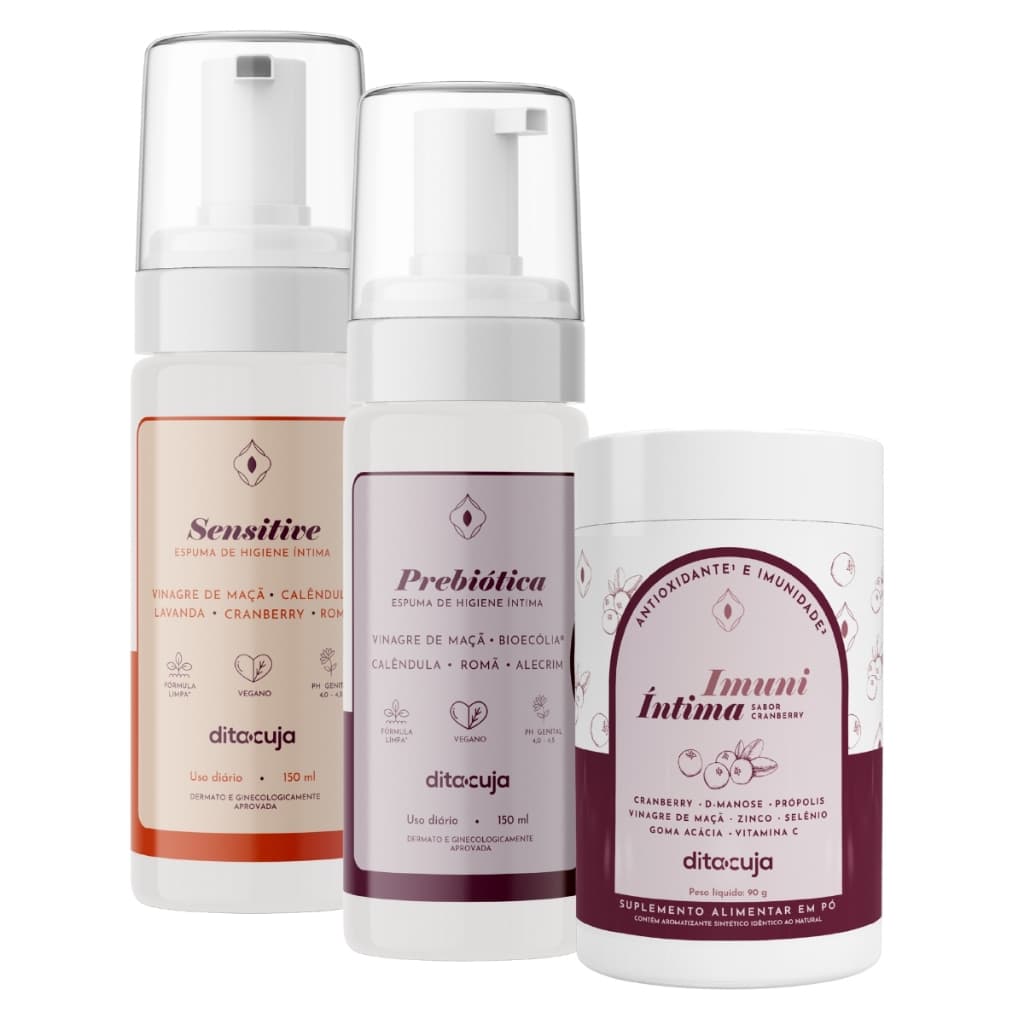✨ Kit Proteção Íntima Feminina - Dita Cuja✨ 3 Produtos Para Prevenção, Equilíbrio e Conforto