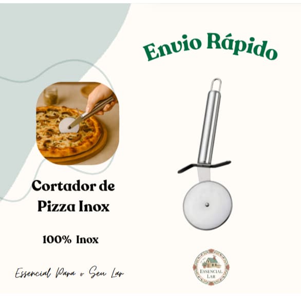 Cortador de Pizza Profissional Roda de Pizza Inox Aço Inoxidável Utensílio de Cozinha 20.5cm Resistente e Durável