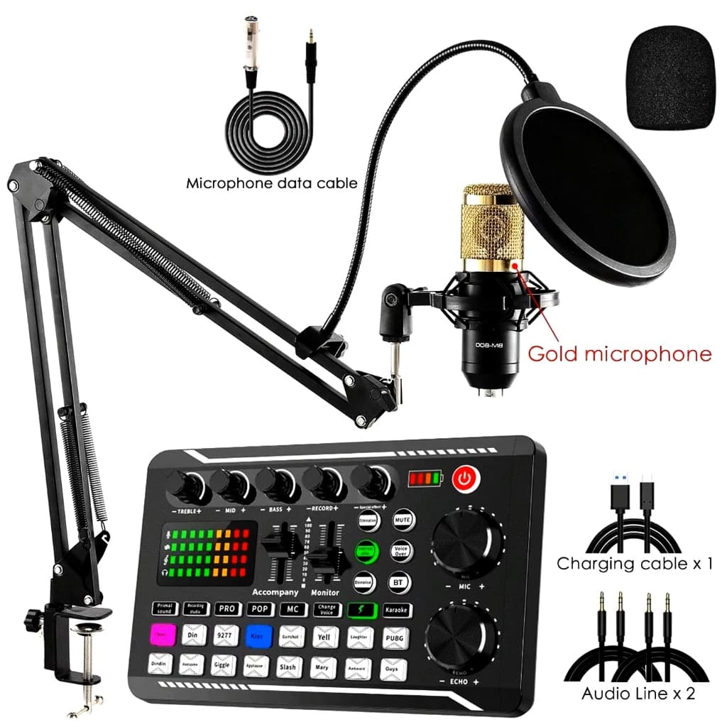 Kit Interface Mesa V8+ Microfone Bm800 Com Braço Articulado Preto