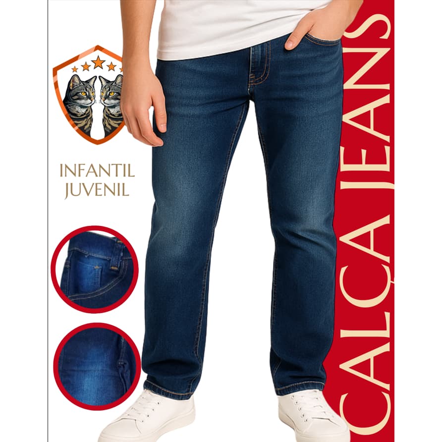 Calça Jeans Estilosa com Bolso Cos Jeans Premium Não Desbota 2 ao 14