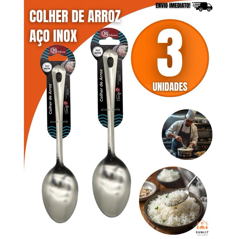 Colher de Arroz Inox – Utensílio Casa Resistente para Servir Refeições e Facilitas Diárias Casa S