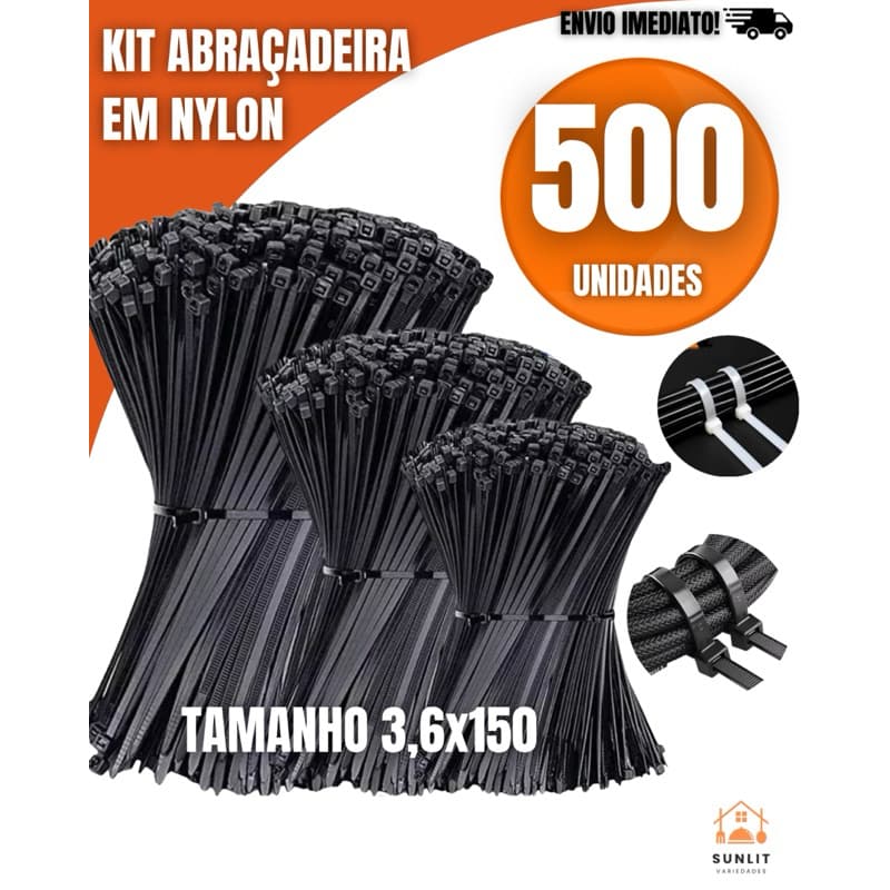 Abraçadeira Em Nylon 3,6x150 Enforca Gato – Fixação Segura para Cabos, Organização e Uso Doméstico