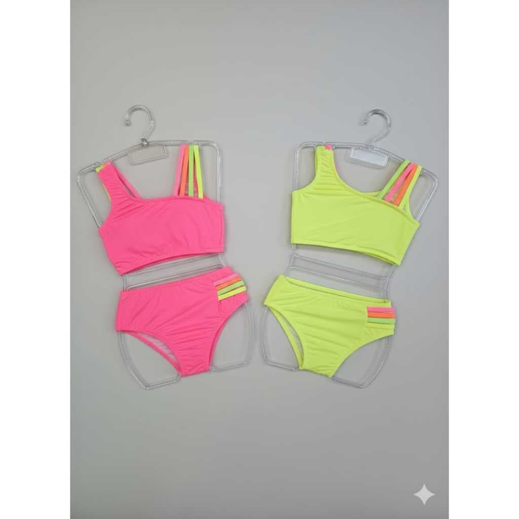 Kit Conjunto 2 Biquini Infantil menina Feminina Forrado Proteção UV Praia Piscina 2 ao 16