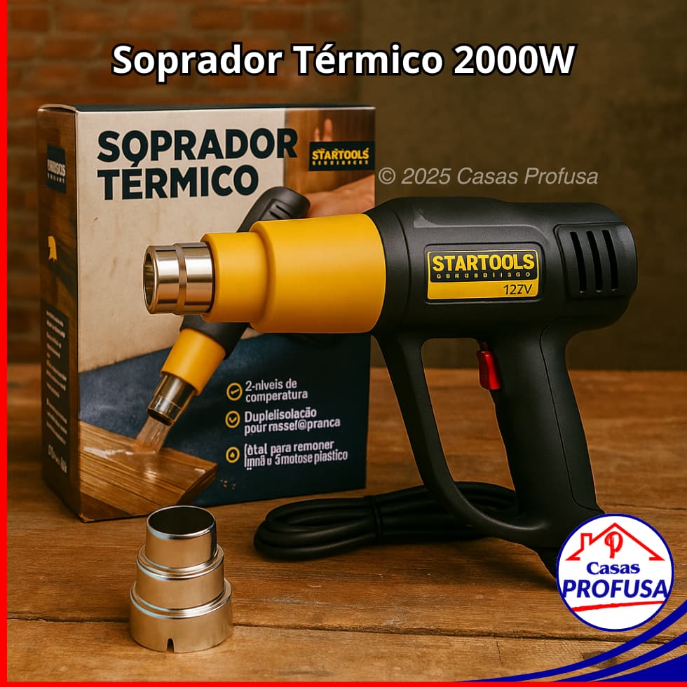 Soprador Térmico 2000W 127V / 220V Pistol@ Calor 2 Temperaturas 300/650°C Soprador Pistol@ Ar Quente