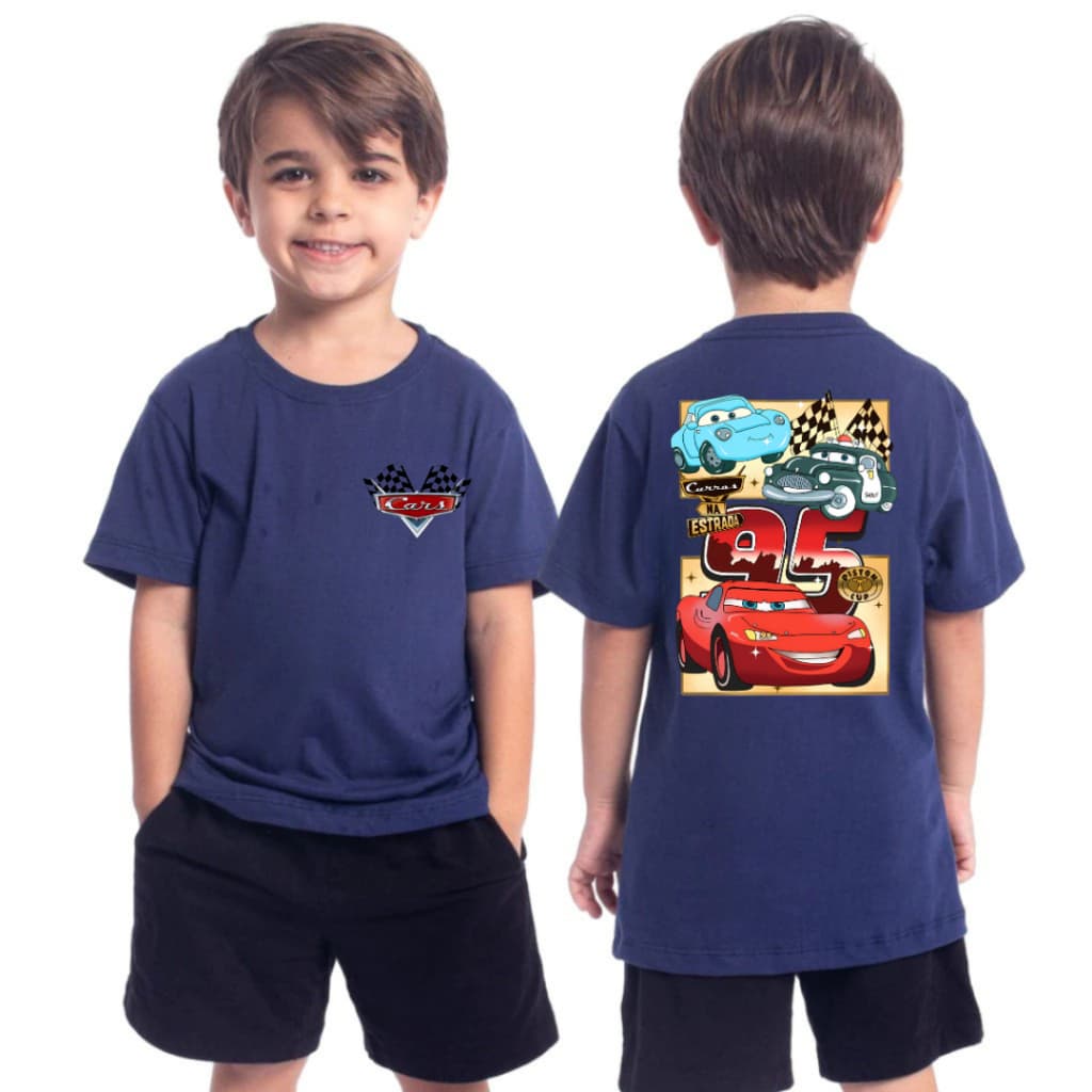 Camiseta Carros Disney McQueen Mate Infantil Juvenil  Unissex 100% algodão estampada frente e tras