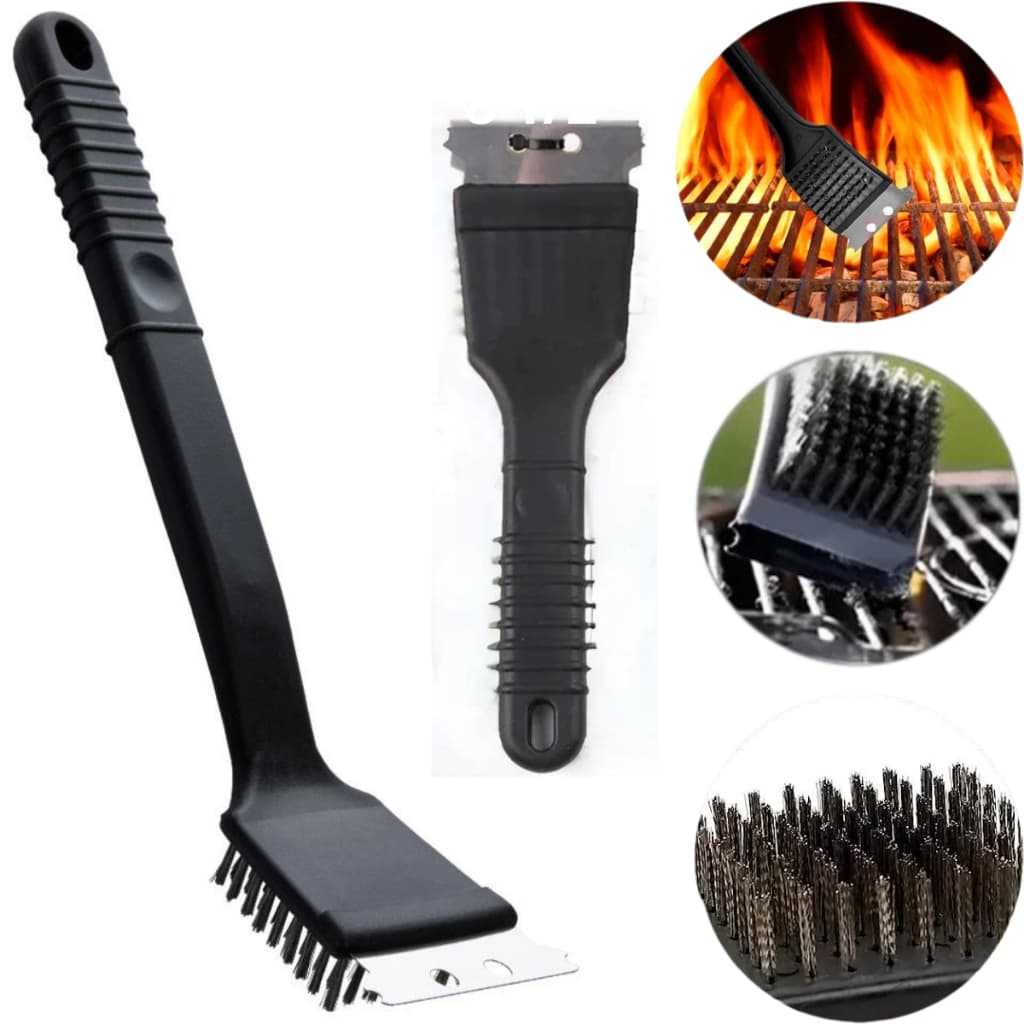 Escova De Limpar Grelha Churrasqueira 8 1/2" Cedas de Aço com Espátula