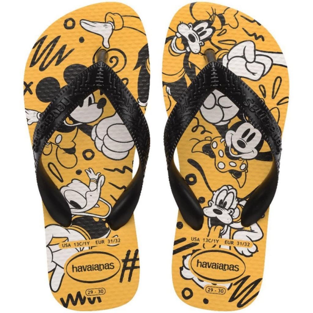 Chinelo Sandália Havaianas Amarelo Top Disney Mickey E Minnie Kids - Original