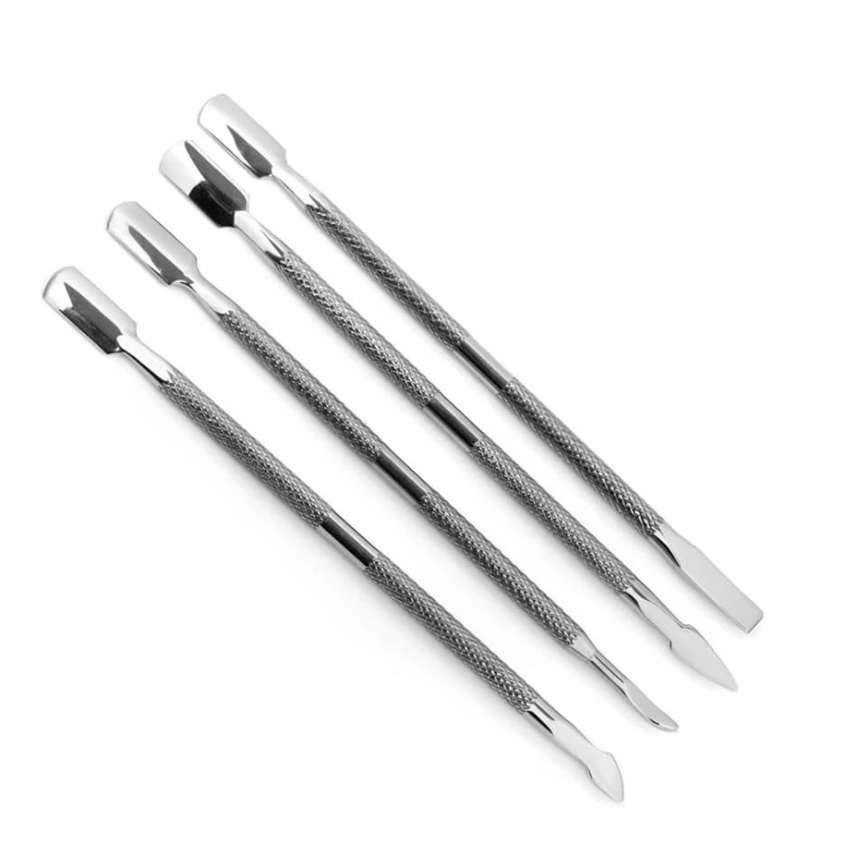 Kit 4 Espátulas Unhas Inox Profissional – Manicure e Pedicure Cutícula Pé Mão