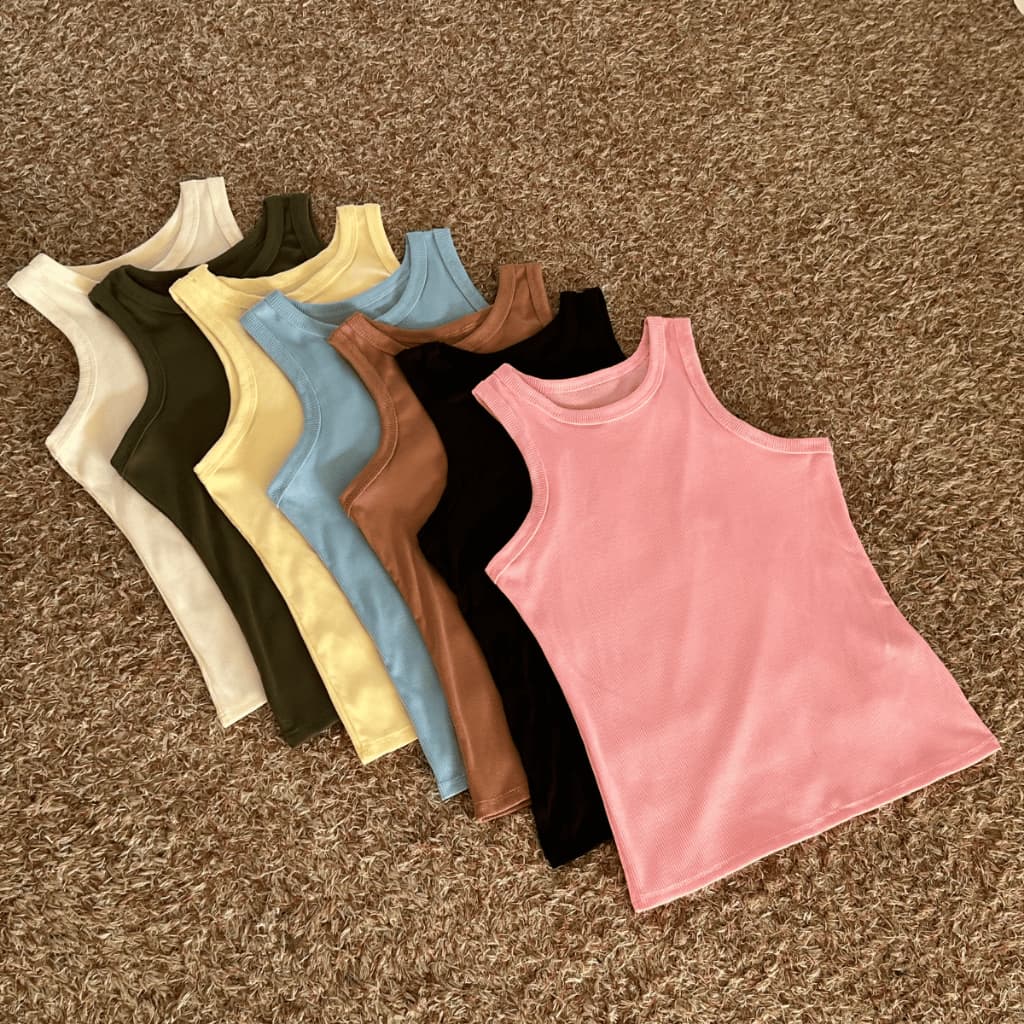 Blusa Básica Regata Feminina Malha Ribana Canelada Zero transparência Versátil Blusinha Verão Lisa