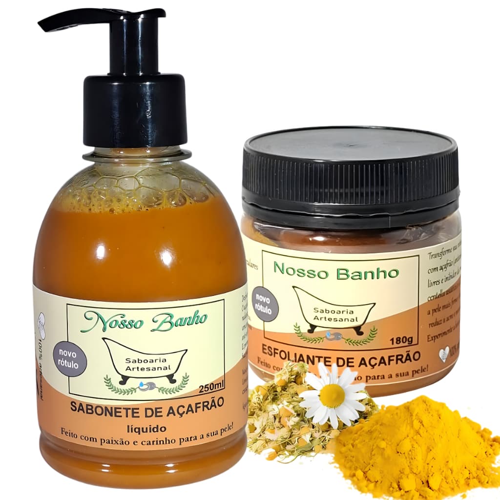 Sabonete Líquido e Esfoliante de Açafrão Facial e Corporal