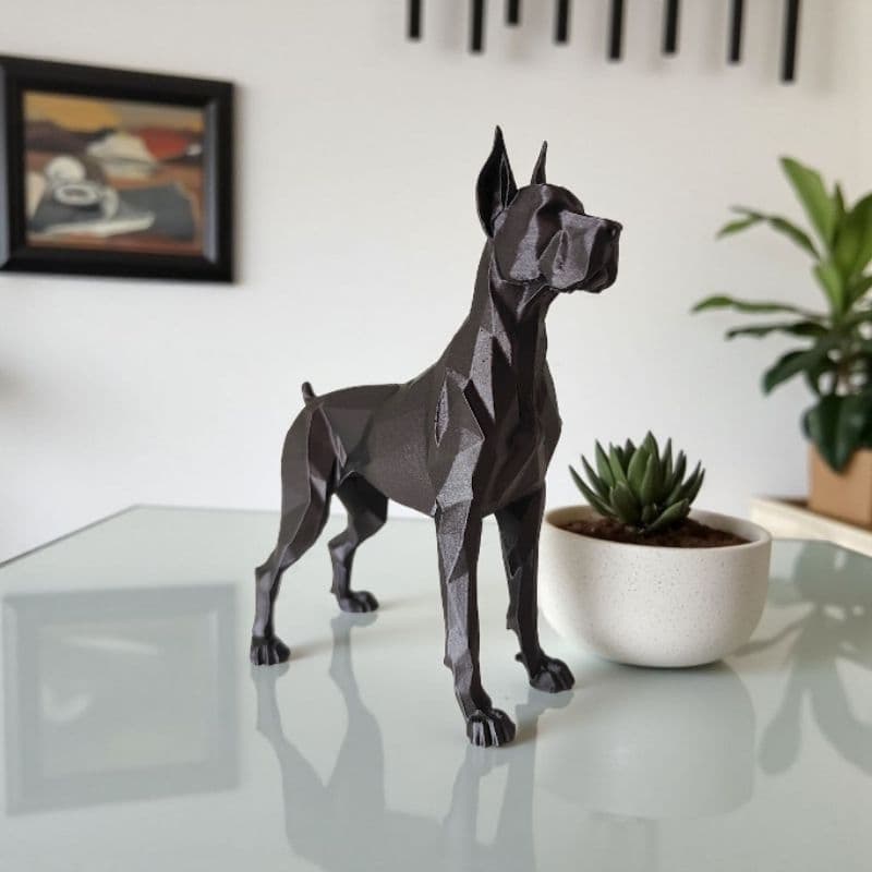 Enfeite Dogue Alemão Geométrico – Escultura Moderna para Casa e Escritório