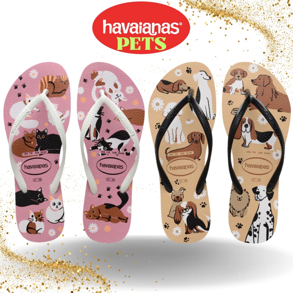 Chinelo Havaianas Slim Pets Feminino Original Conforto e Estilo para Amantes de Cães e Gatos