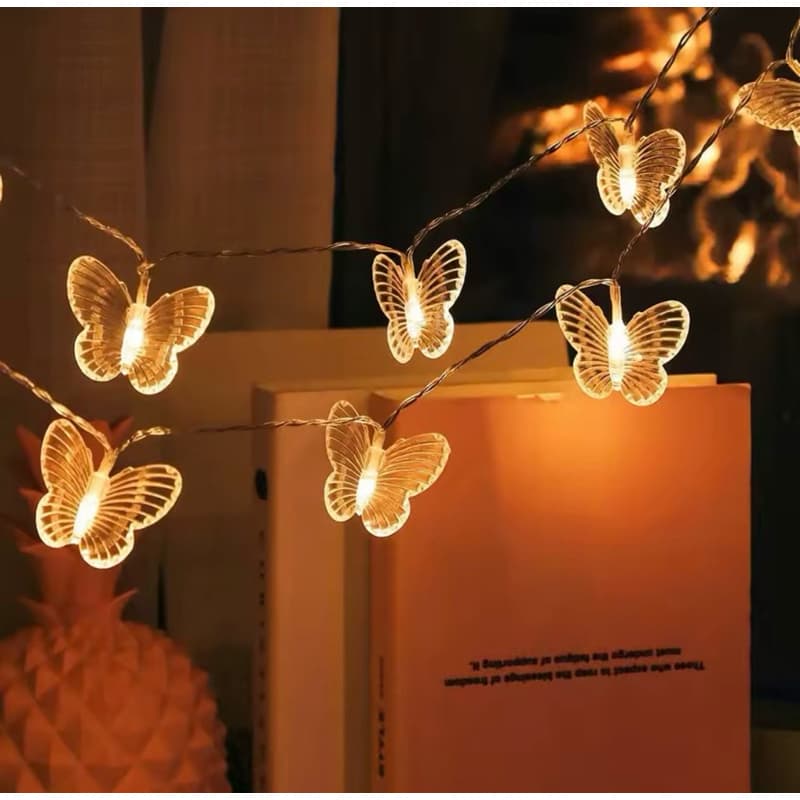 Fio de Luz Cordão Lâmpada Borboleta Luminária USB