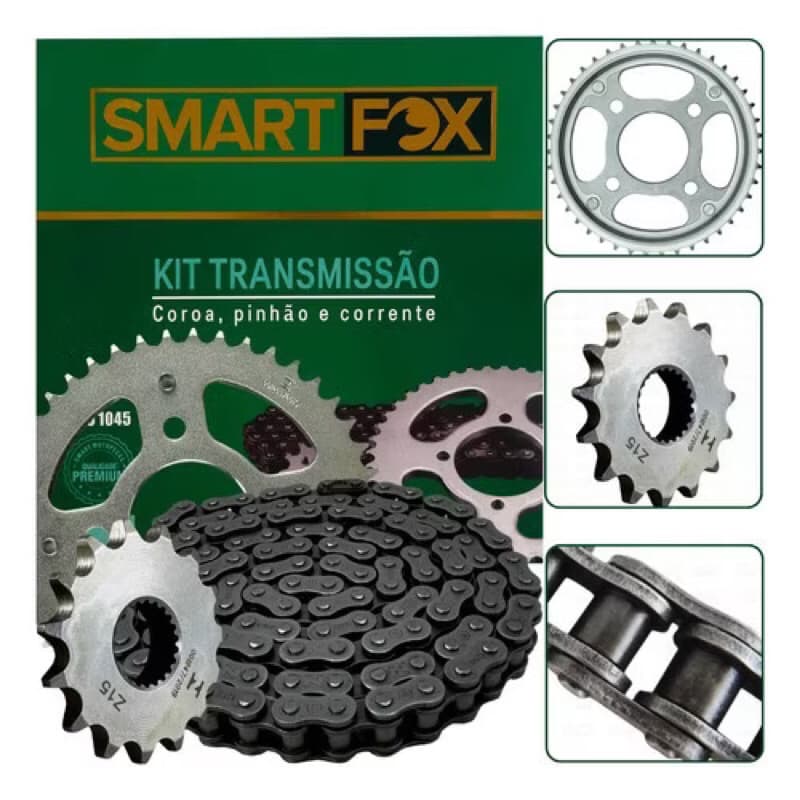 Kit Relação Moto Honda CG 150 160 Titan Fan Start Cargo Completo Aço 1045 Alta Durabilidade