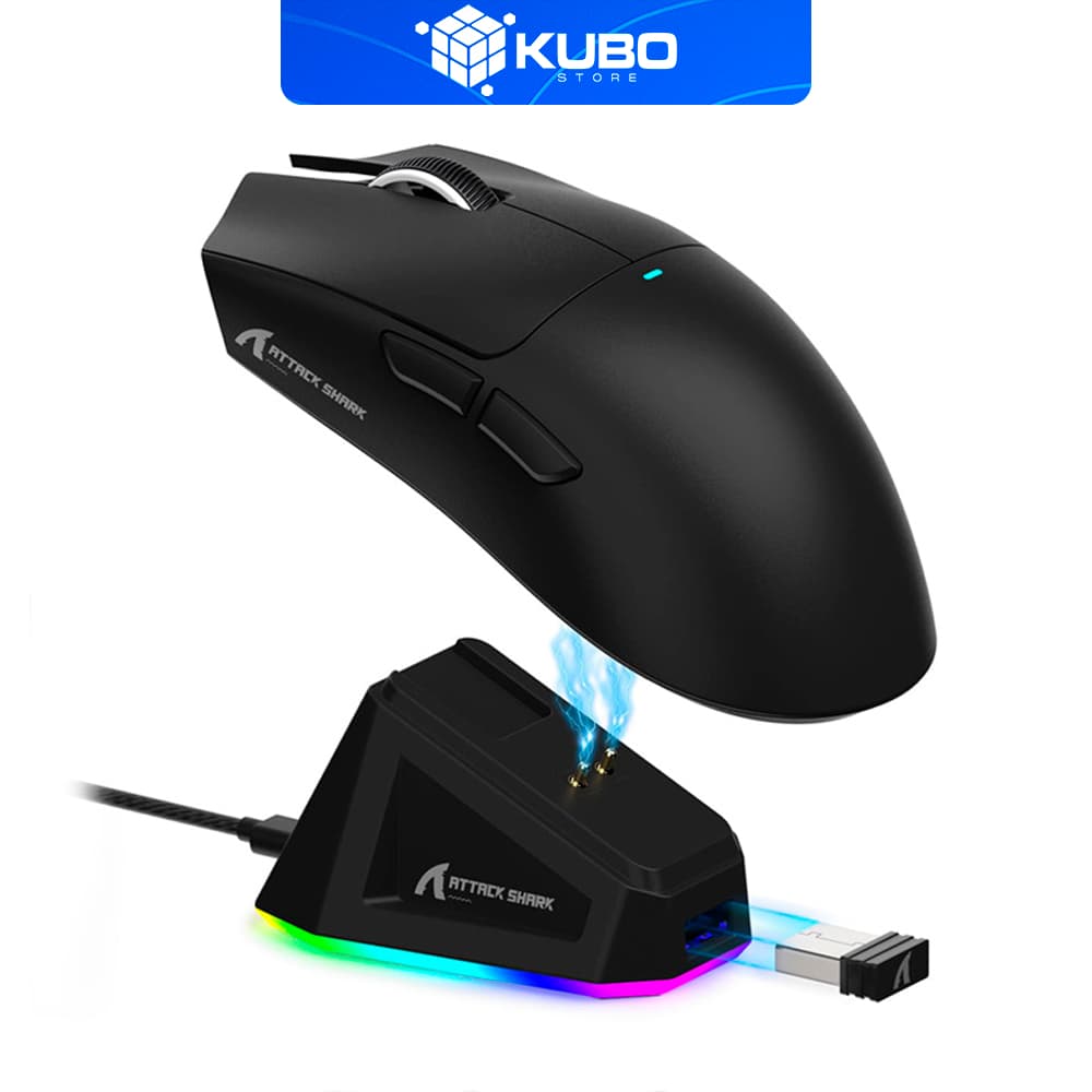 Mouse Gamer Sem Fio Attack Shark X11 com Dock de carregamento 22000dpi Paw3311
