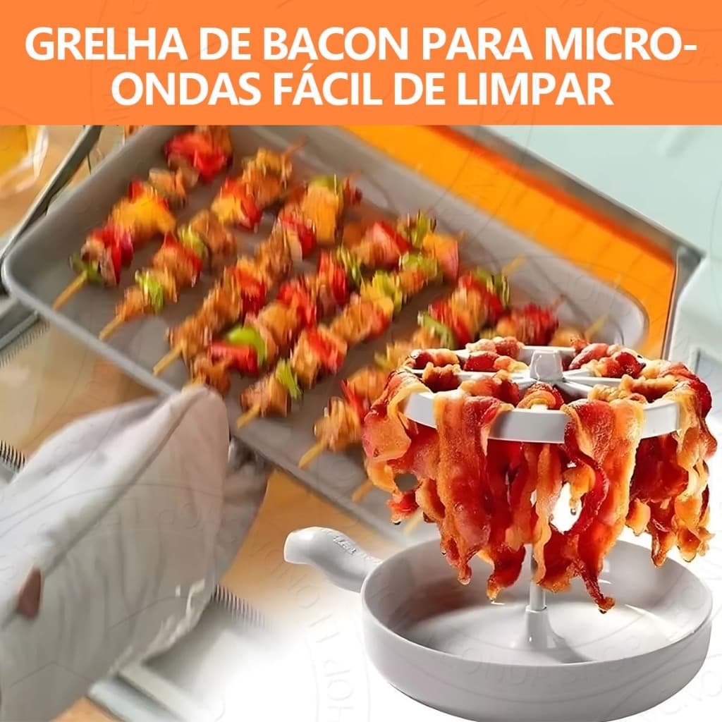 【Top Vendido】Utensílio para Bacon no Micro-ondas Fácil de Limpar | Cozinha Prática
