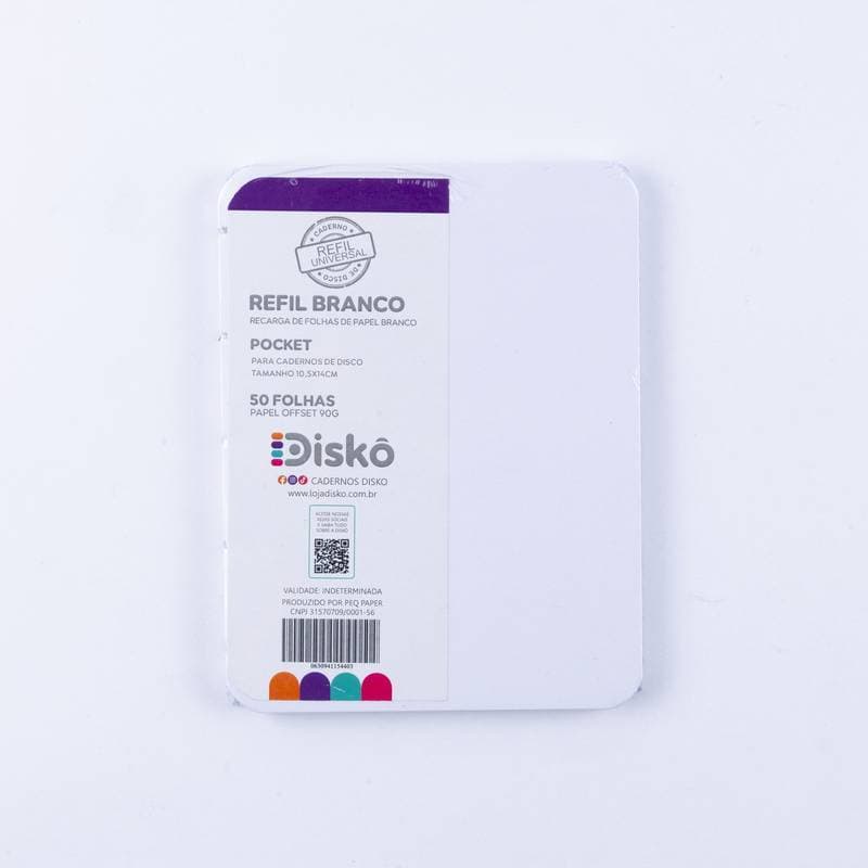 REFIL DISKÔ 50 FOLHAS BRANCAS POCKET OFFSET 90G