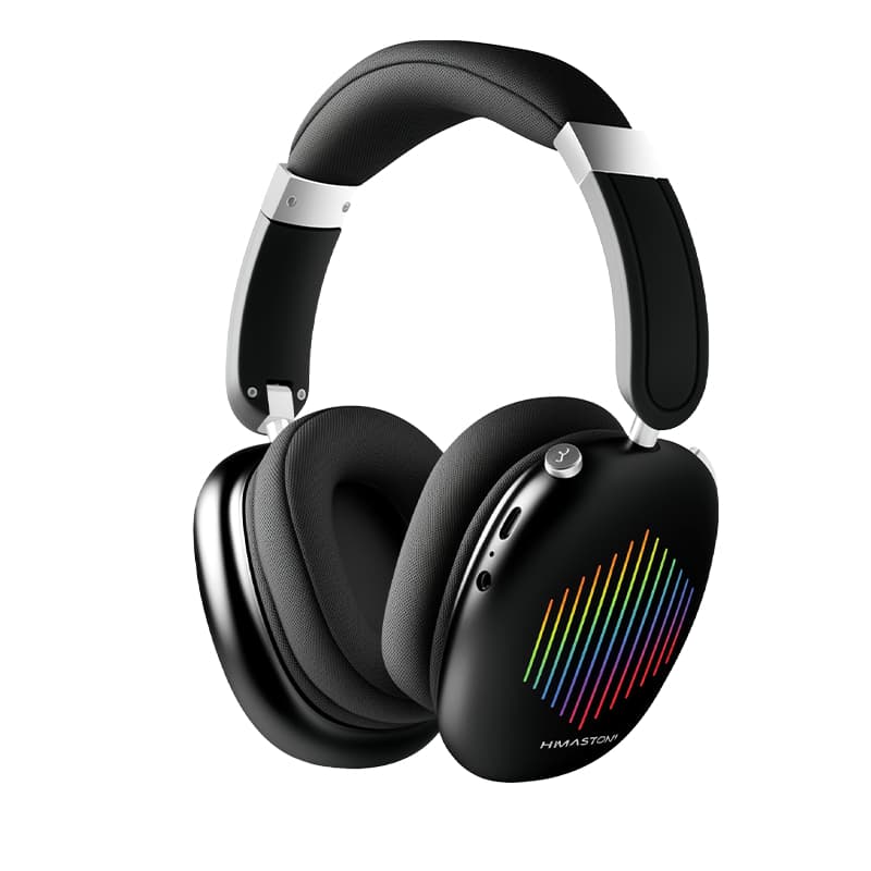 Fone De Ouvido Bluetooth Sem fio Com Luzes Rgb Microfone Redução de Ruído