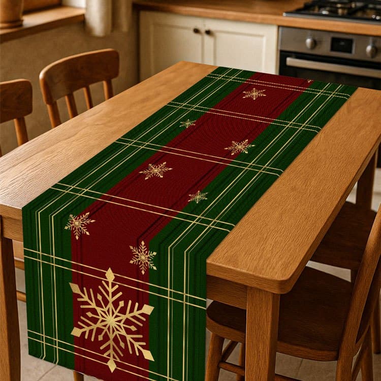 Trilho Caminho De Mesa Passadeira Toalha Estampada 0,45x1,45 Natal